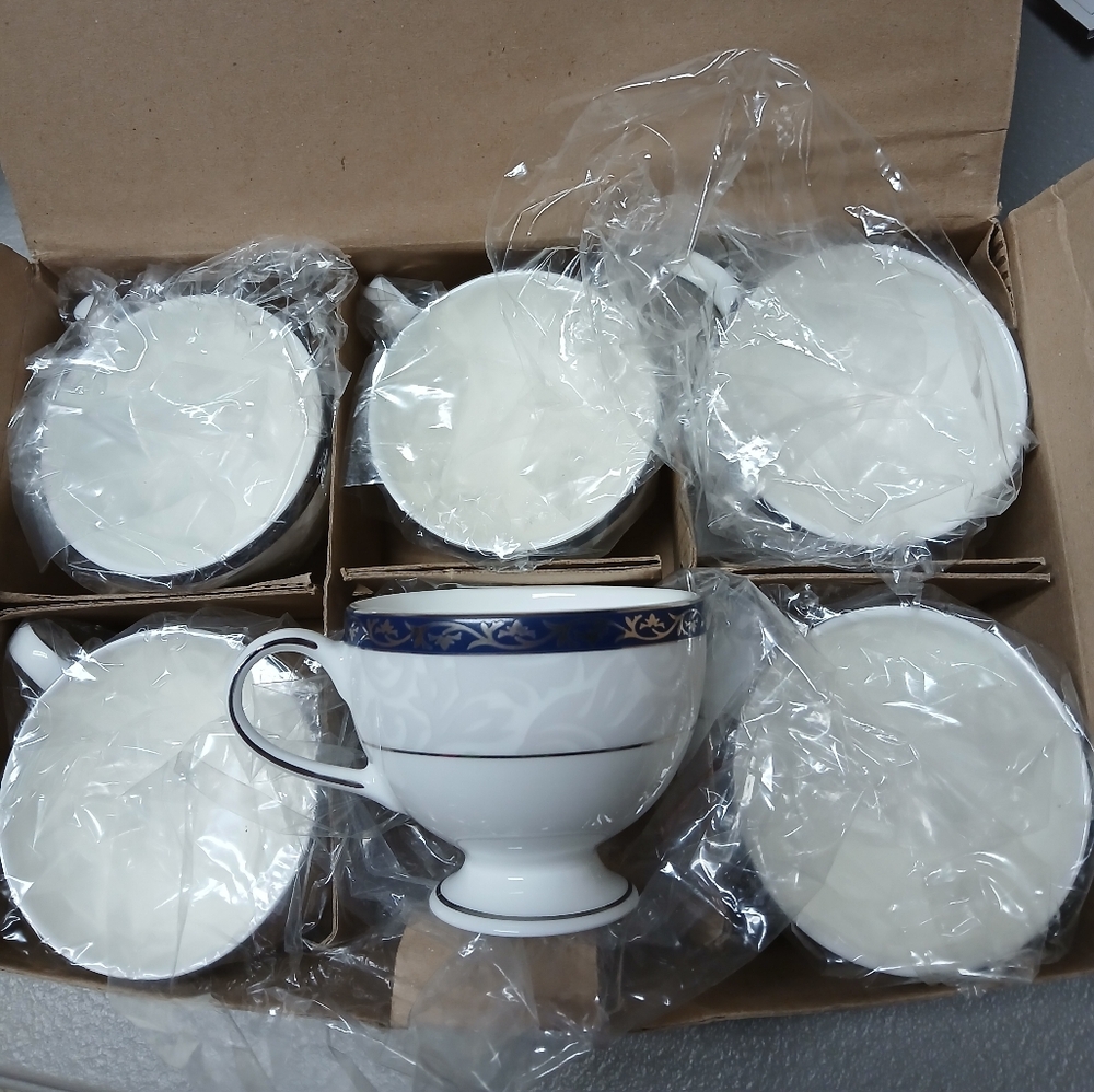 Syracuse Bone China Scarborough Teacup Set of 6 #016 NIB Tea Cup Restaurant Ware